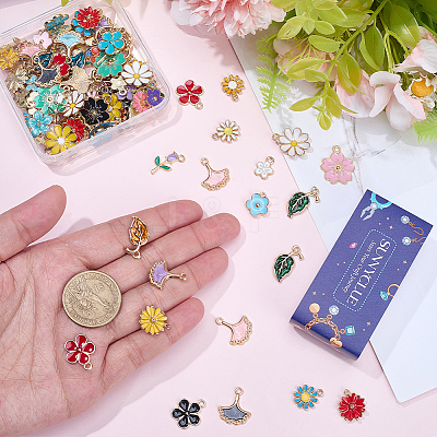 120Pcs 12 Styles Alloy Enamel Pendants ENAM-SC0007-16-1