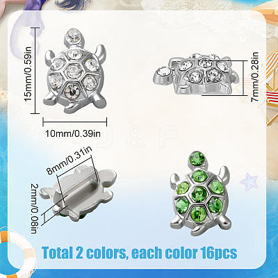 32Pcs 2 Colors Alloy Rhinestone Slide Charms FIND-SC0010-40-1
