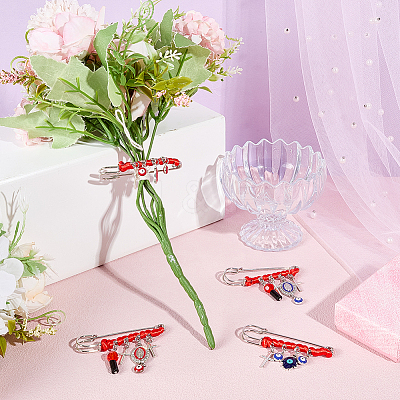 4Pcs 4 Styles Steel Brooches JEWB-DR00026-1