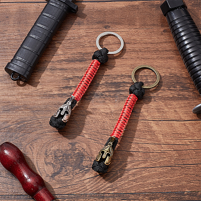 2Pcs 2 Colors Handmade Spartan Nylon Parachute Cord Keychain for Men KEYC-DR0001-13-1