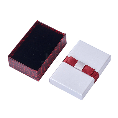 Kraft Cotton Filled Rectangle Cardboard Jewelry Set Boxes with Bowknot CBOX-N006-03-1