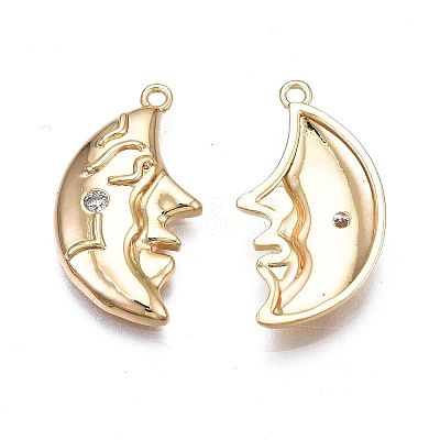 Brass Micro Pave Clear Cubic Zirconia Pendants KK-N232-257-1