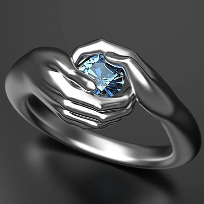 Cubic Zirconia Hand Finger Ring HAWE-PW0001-244C-1