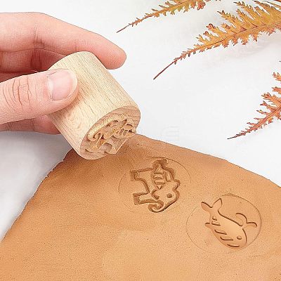 Wood Wax Seal Stamp AJEW-WH0122-002-1
