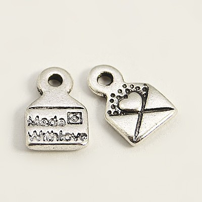 Tibetan Style Alloy Envelope Carved Heart and Word Made with Love Charms for Gift Making LF0643Y-NF-1