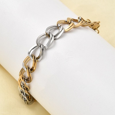 304 Stainless Steel Cuban Link Chain Bracelets for Women BJEW-D377-01C-1