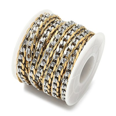 304 Stainless Steel Two Tone Curb Chains Unwelded CHS-Z005-04GP-1
