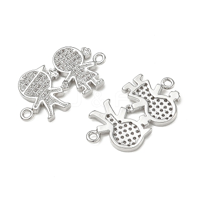Brass Micro Pave Clear Cubic Zirconia Connector Charms for Jewelry Making CU-CBAAA59-01P-01-1