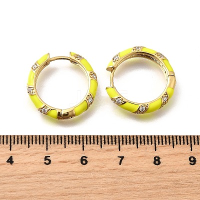 Brass Micro Pave Clear Cubic Zirconia Huggie Hoop Earrings EJEW-H121-22G-01-1