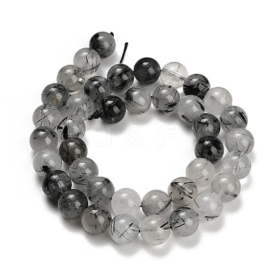 Natural Black Tourmalinated Quartz Beads Strands GG-CBA20C8-A01-10mm-1