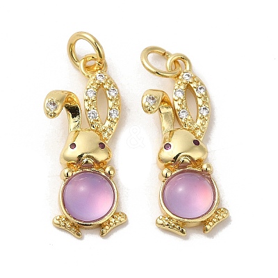 Rack Plating Brass Micro Pave Cubic Zirconia Jade Pendants KK-K377-92G-01-1