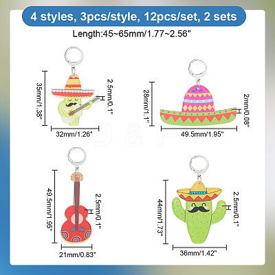 Cinco de Mayo Opaque Printed Acrylic Pendant Locking Stitch Markers HJEW-AB00177-1