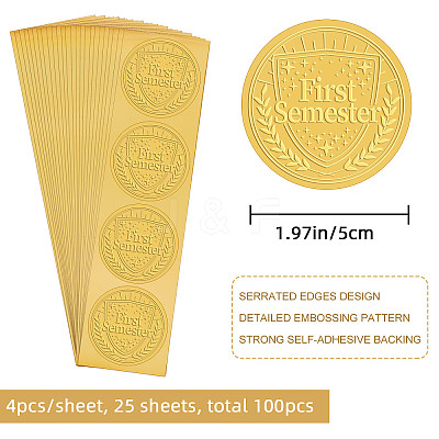 Plastic Self Adhesive Gold Foil Embossed Stickers DIY-WH0211-218-1