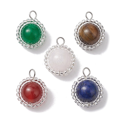 Mixed Gemstone Pendants PALLOY-MZ00181-02-1