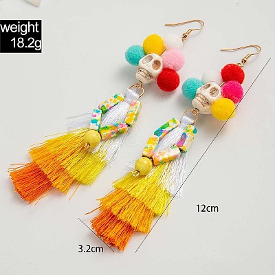 Halloween Alloy & Resin & Cotton Cord Tassel Dangle Earrings FS-WGA02EE-03-1