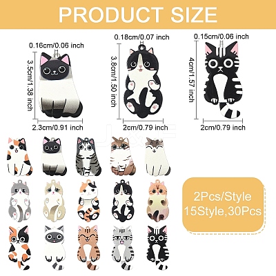 30Pcs 15 Styles Acrylic Pendants OACR-YW0002-64-1