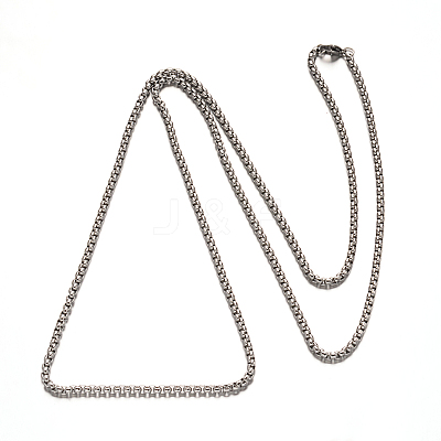 Tarnish Resistant 304 Stainless Steel Box Chain Necklaces NJEW-H421-2-1