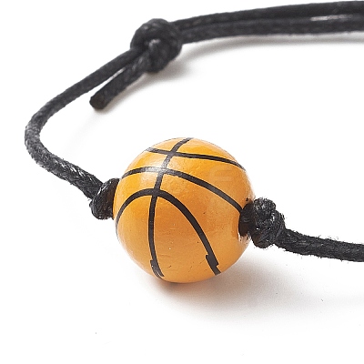 Dyed Natural Wood Sport Theme Beaded Braccelet BJEW-JB09185-1