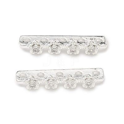 Brass Micro Pave Clear Cubic Zirconia Spacer Bars KK-Z139-11S-02-1