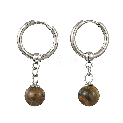 Natuarl Tiger Eye Round Hoop Earrings EJEW-JE06593-03-1