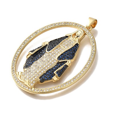 Rack Plating Brass Micro Pave Cubic Zirconia Pendants X-KK-U019-25G-1