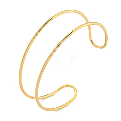 Ion Plating(IP) Hollowed 304 Stainless Steel Cuff Bangles for Women Men BJEW-P331-02G-1
