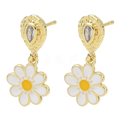 Brass Micro Pave Cubic Zirconia Dangle Stud Earrings for Women EJEW-A167-28G-1