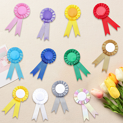 12Pcs 12 Colors Award Ribbon Shape Iron Badge Pins JEWB-CP0001-54-1