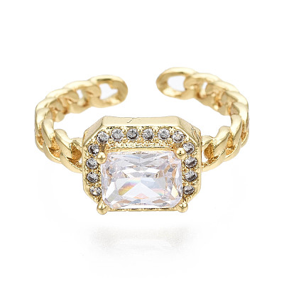 Brass Micro Pave Cubic Zirconia Cuff Rings RJEW-Q161-003D-NF-1