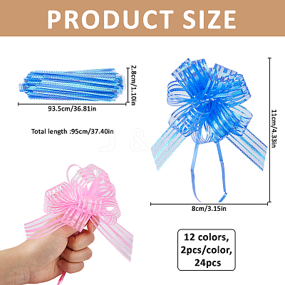 24Pcs 12 Colors Plastic Pull Bows AJEW-FH0009-01-1