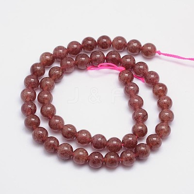Natural Strawberry Quartz Round Bead Strands G-L411-25-8mm-1