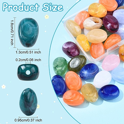 20Pcs Oval Imitation Gemstone Acrylic Beads OACR-YW0002-48-1