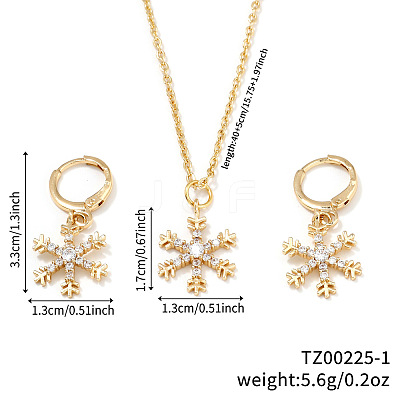 Elegant Brass Micro Pave Clear Cubic Zirconia Snowflake Hoop Earrings & Pendant Necklaces for Women ET8021-1-1