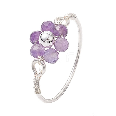 Flower Natural Gemstone Ring RJEW-JR00711-02-1