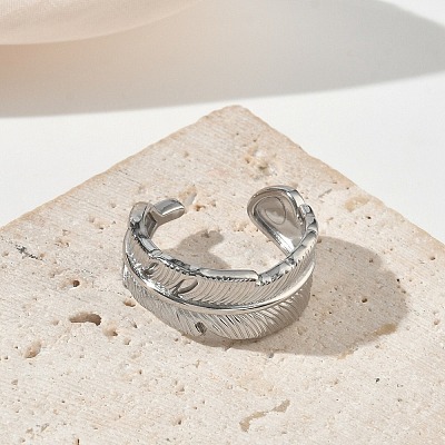304 Stainless Steel Cuff Open Rings for Women RJEW-L341-03B-P-1