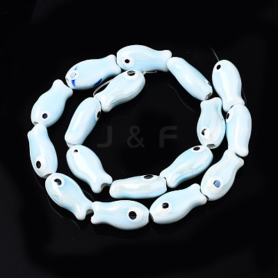 Handmade Porcelain Ceramic Beads Strands PORC-T006-03O-1
