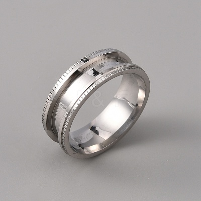201 Stainless Steel Grooved Finger Ring Settings STAS-WH0027-26F-P-1