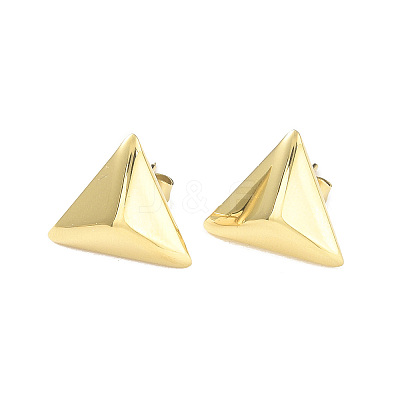 Ion Plating(IP) 304 Stainless Steel Triangle Stud Earrings for Women EJEW-A097-02G-1