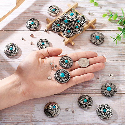 18 Sets 9 Styles Alloy Decorative Rivets BUTT-TA0001-20-1