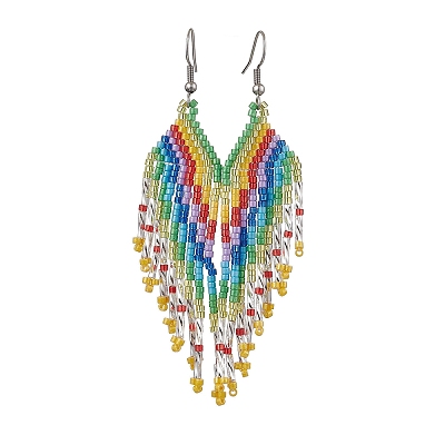 Boho 304 Stainless Steel with Glass Dangle Stud Earring EJEW-MZ00177-1