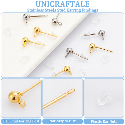 200Pcs 2 Styles Iron & 304 Stainless Steels Stud Earring Findings FIND-UN0003-46-1