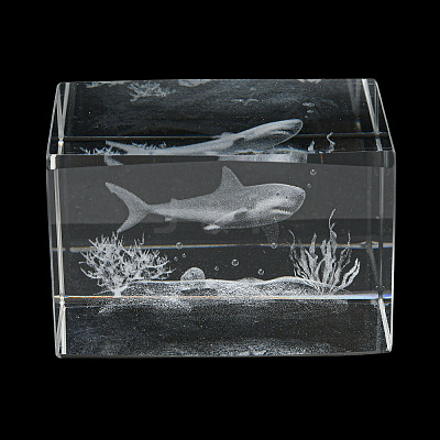 3D Laser Engraving Animal Glass Figurine DJEW-R013-01B-1