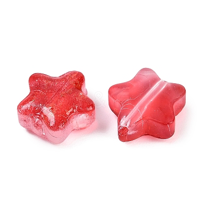 Transparent Spray Painted Frosted Glass Beads GLAA-NH0003-01I-1