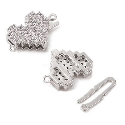 Brass Micro Pave Clear Cubic Zirconia Hook and S-Hook Clasps KK-S388-05P-02-1