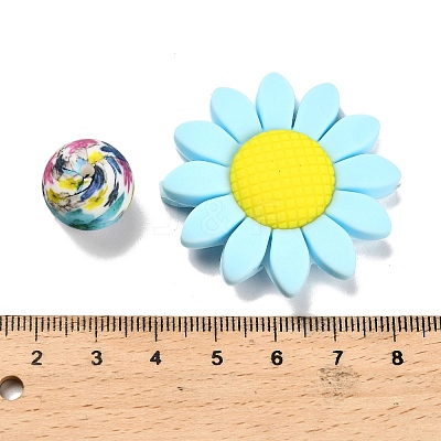 23Pcs Sunflower & Round Silicone Focal Beads SIL-L005-01B-1