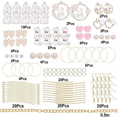 Rabbit Theme Dangle Earring DIY Making Kit DIY-SC0017-56-1