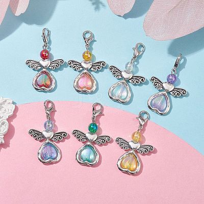 7Pcs 7 Colors Angel Acrylic Pendant Decorations X1-HJEW-JM01736-01-1
