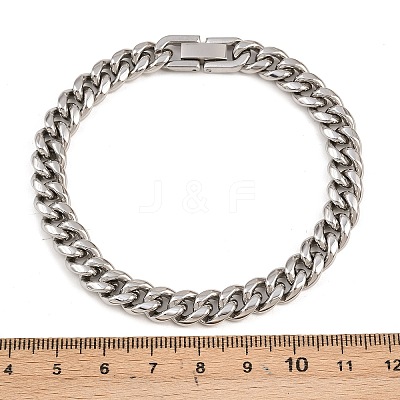 304 Stainless Steel Cuban Link Chain Bracelets BJEW-G766-01P-02-1