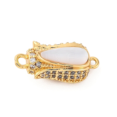 Brass & Clear Cubic Zirconia & Black Lip Shell Epoxy Resin Box Clasps KK-P291-35G-1