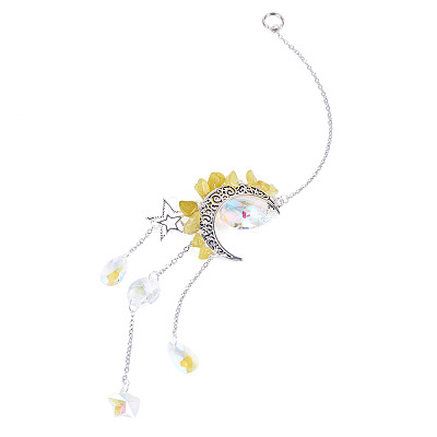 Moon & Star Alloy Hanging Ornaments HJEW-TADJ0022-1